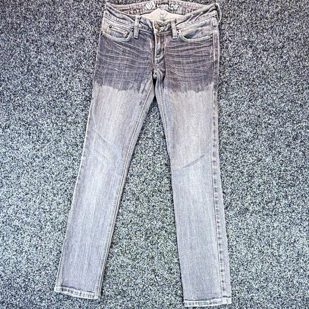 VTG 2007 Bullhead Denim Venice Skinny Jeans Womens 1 Short Grey Dye Whiskered